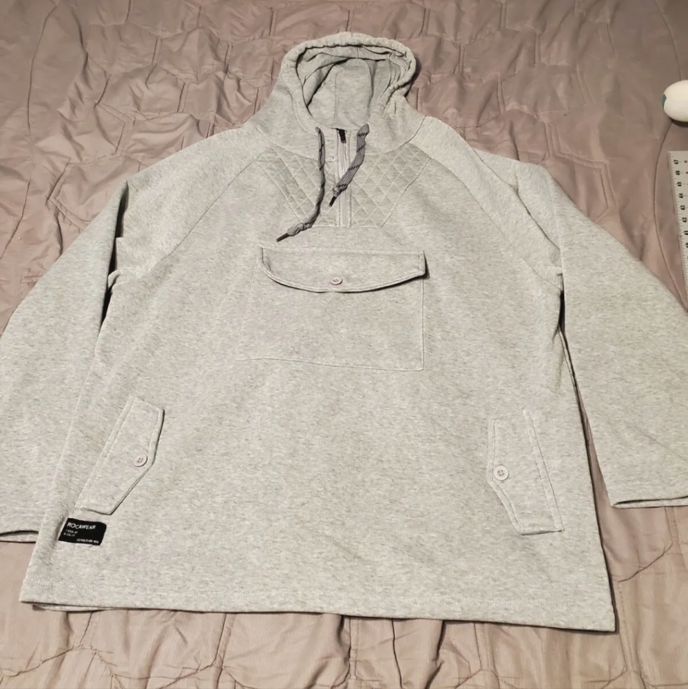 Rocawear Men's Size 2 XL 1/4 Zip Pullover Sweater Gray